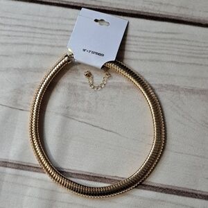 Elegant Gold Tone Necklace Snake Coil Look